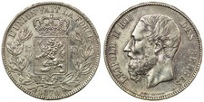 Belgium - 5 Francs 1870 - Leopold II, Silver