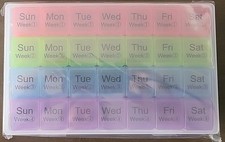 Large Monthly Pill Organizer 28 Days Portable One Month Pill Box Weekly Case
