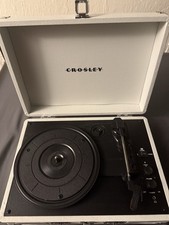 Crosley Portable Suitcase Record Player White 3-Speed Pitch Control RCA/HP