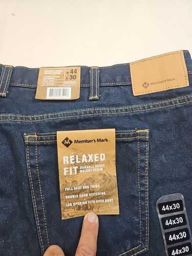 Members Mark Relaxed Fit 44x30 Jeans NWT Blue Heavy Denim Durable - Picture 13 of 15