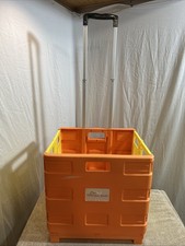 Folding Rolling Storage Crate Cart with Telescoping Handle 200-006