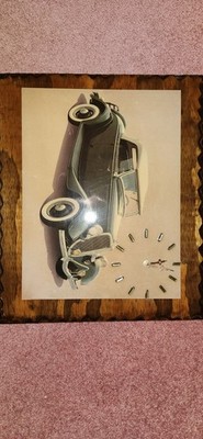 Antique Car Wooden Picture 19x16 With Clock In It. Clock Does Not Work