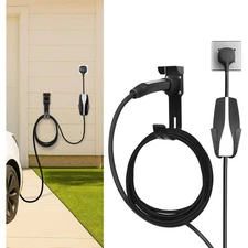 Tesla Charger Holder Black Wall Mount Kit Cable Organizer w/ UMC Indoor/Outdoor