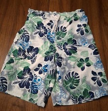 JOE BOXER Hawaiian Floral Swim Shorts Beach Trunks Lined Youth XL 14/16