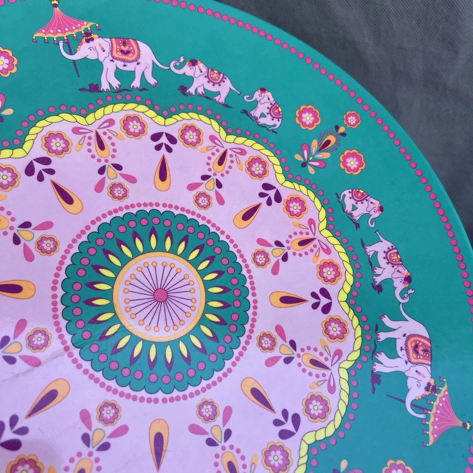 "Juego de 2 platos de circo Kim Seybert 212 azul rosa elefante 14""" Foto 3 de 4