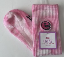 NWT Girls Med 10-12 JUSTICE Pink Tie-Dye CREW SOCKS Personalized Initial  e  