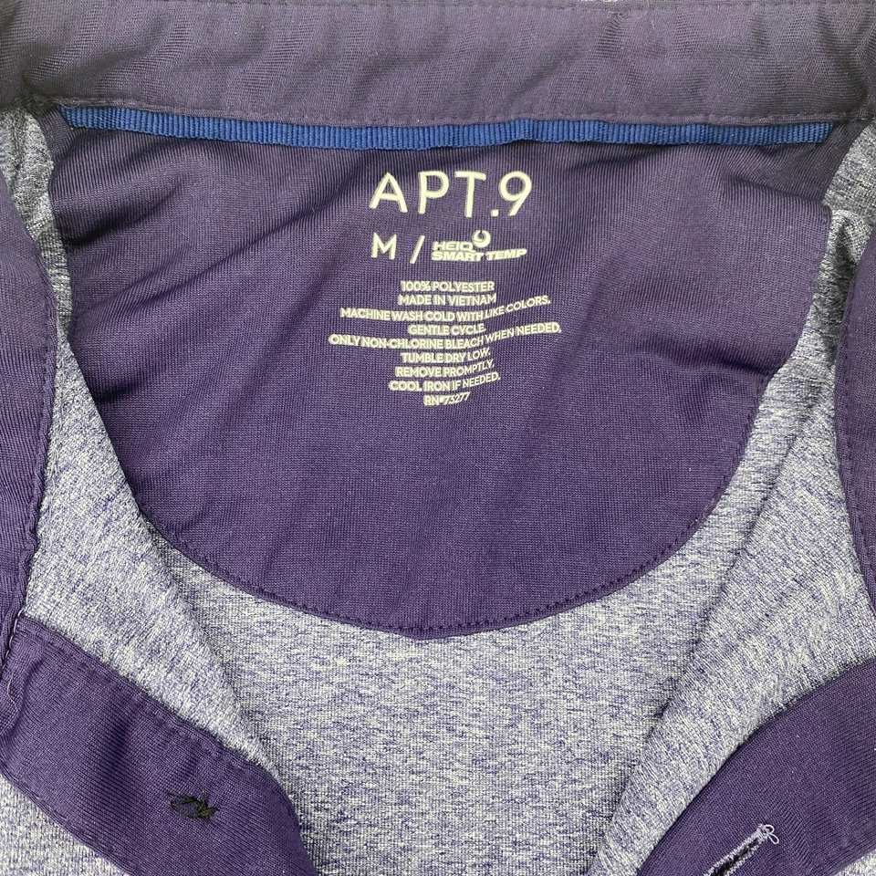 APT 9 紫色套衫短袖 Polo 男式 M 码柔软弹力汗布针织 — 第 2/4 张图片