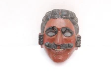 Vintage Guatemalan folk art Hand Carving Small Wood Mask/ Mayan Conquest Mask
