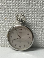 SEIKO Quartz Pocket Watch Silver Timepiece Vintage Authentic Collectible