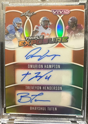 Gold Triple Auto out of 4! Omarion Hampton, Treveyon Henderson, Bhayshul Tuten