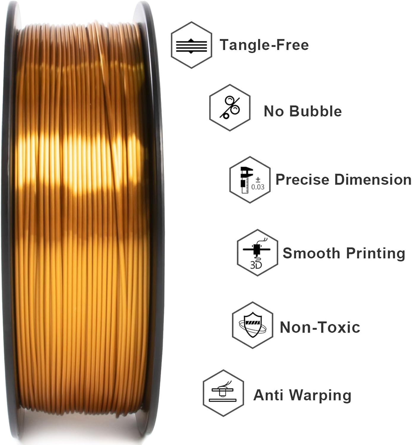 GEEETECH 3D Druck PLA Filament 1,75mm Gold 1kg Spule - Bild 3