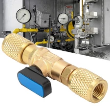 Brass Refrigeration Ball Valve Adapter Refrigerant Ball Valve Connector G1/4''