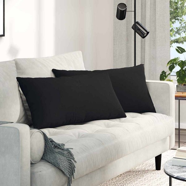 Sofa Kissen 2 Pcs Schwarz 80 X 40 Cm-image