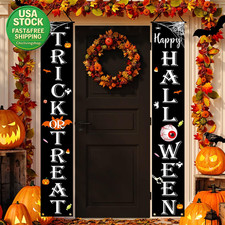 Halloween Porch Sign Banner Trick or Treat Happy Halloween Decor 72X12 Set