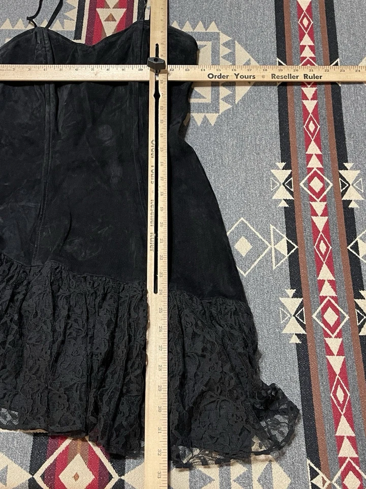 Vestido ceñido al cuerpo Brazen para mujer talla 5/6 negro gamuza halter encaje mini años 80 M9 Foto 3 de 4