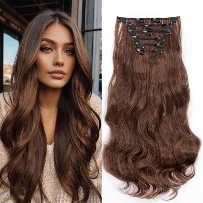 52cm Clip in Extensions Gewellte 6PCS Haarverlängerungen mit Clips Synthetik ...