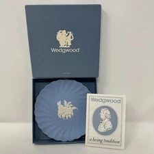 Wedgwood Blue Jasper Candy Tray Trinket Dish Original Box #4018 J1012 Fluted