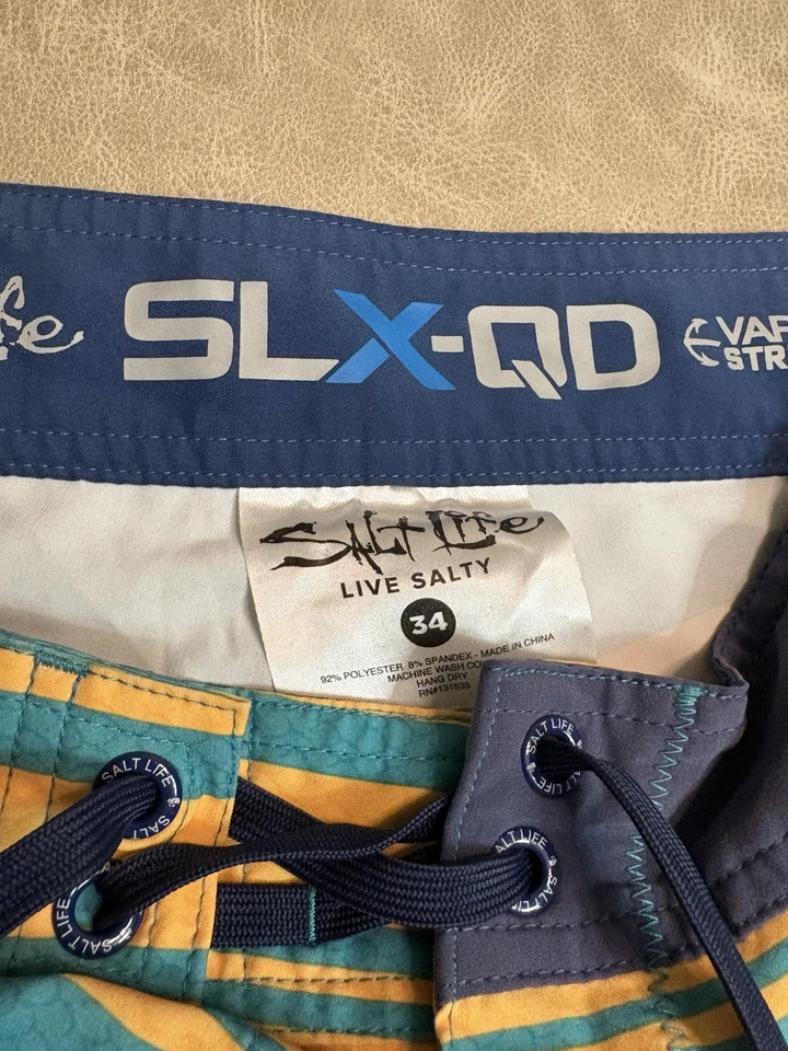 Шорты для рыбалки плавания Salt Life SLX-QD Vapor эластичные оранжевые и синие размер 34 - Изображение 4 из 4