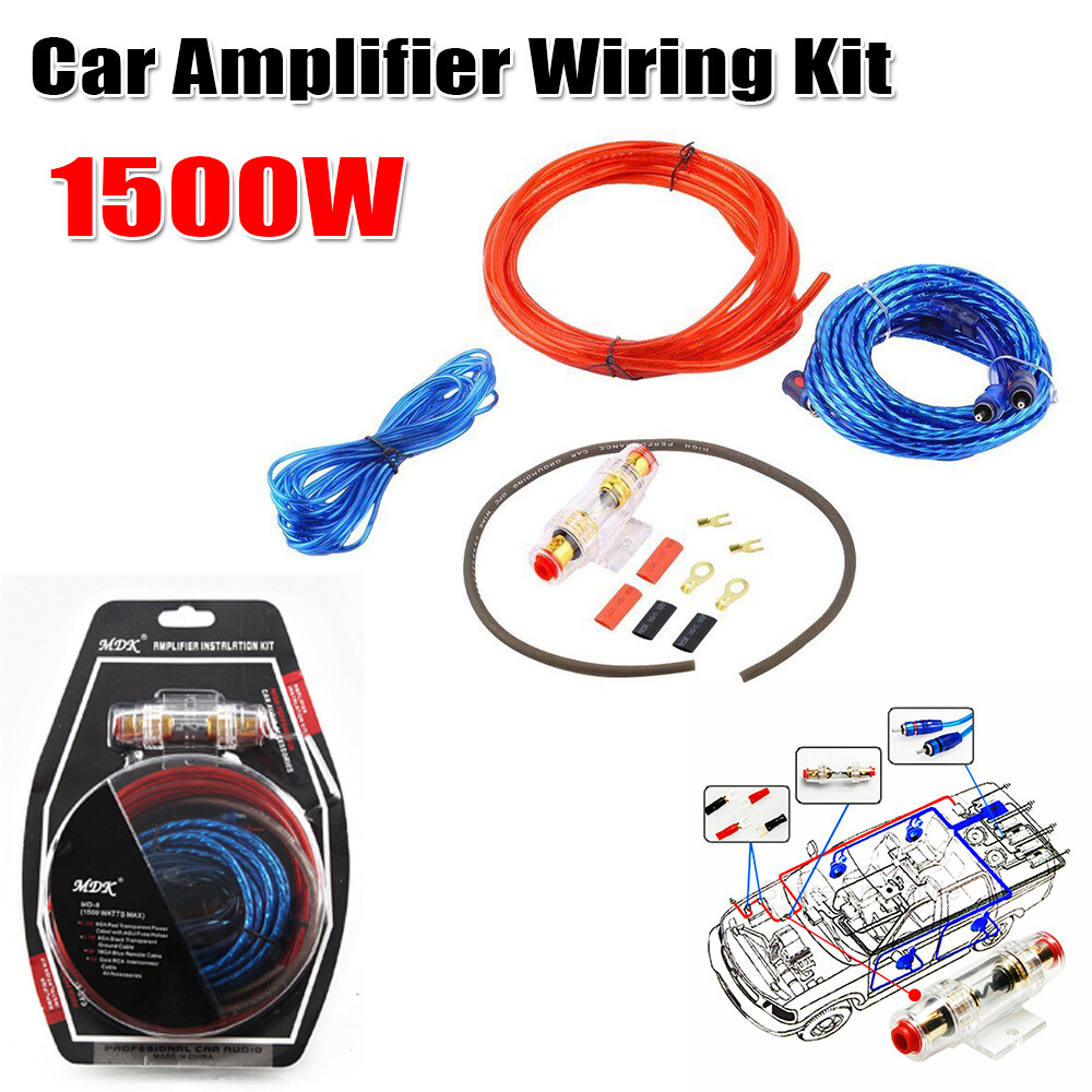 Powerful 1500W Car Audio Amplifier Wiring Kit Subwoofer AMP RCA Cable FUSE Set eBay