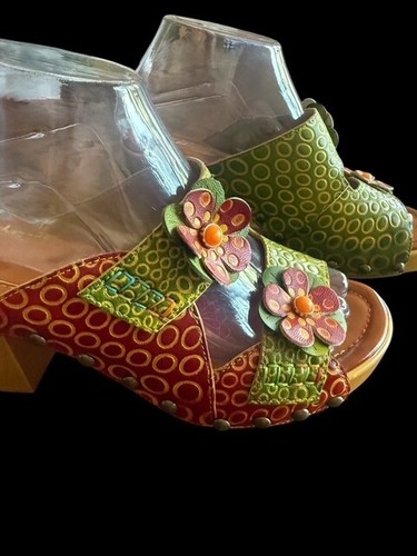 Leather Women's Leather Floral Boho Clogs Size 7.5 - Picture 6 of 11