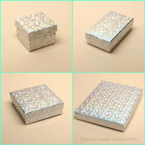 12 x Pack Silver Holographic Foil Gift Boxes Wholesale Bulk Buy