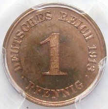 Deutsches Reich Kaiserreich 1 Pfennig 1913 G in Polierte Platte PCGS PR65RB