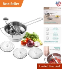 8.1-Inch Stainless Steel Food Mill with 3 Discs for Perfect Purees and Sauces
