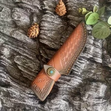 Leather Fixed Blade Sheath Straight Knife Pouch Belt Loop Retro Handmade