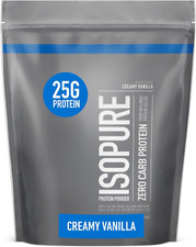 Proteína aislada de suero Isopure Zero Carb en polvo, vainilla, 25 g de proteína, lactosa y G
