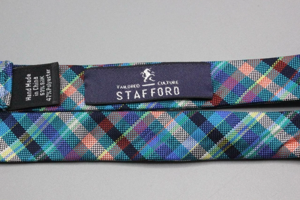 Регулируемый шелковый галстук-бабочка STAFFORD. Синий w фиолетовый розовый клетку. - Изображение 3 из 3