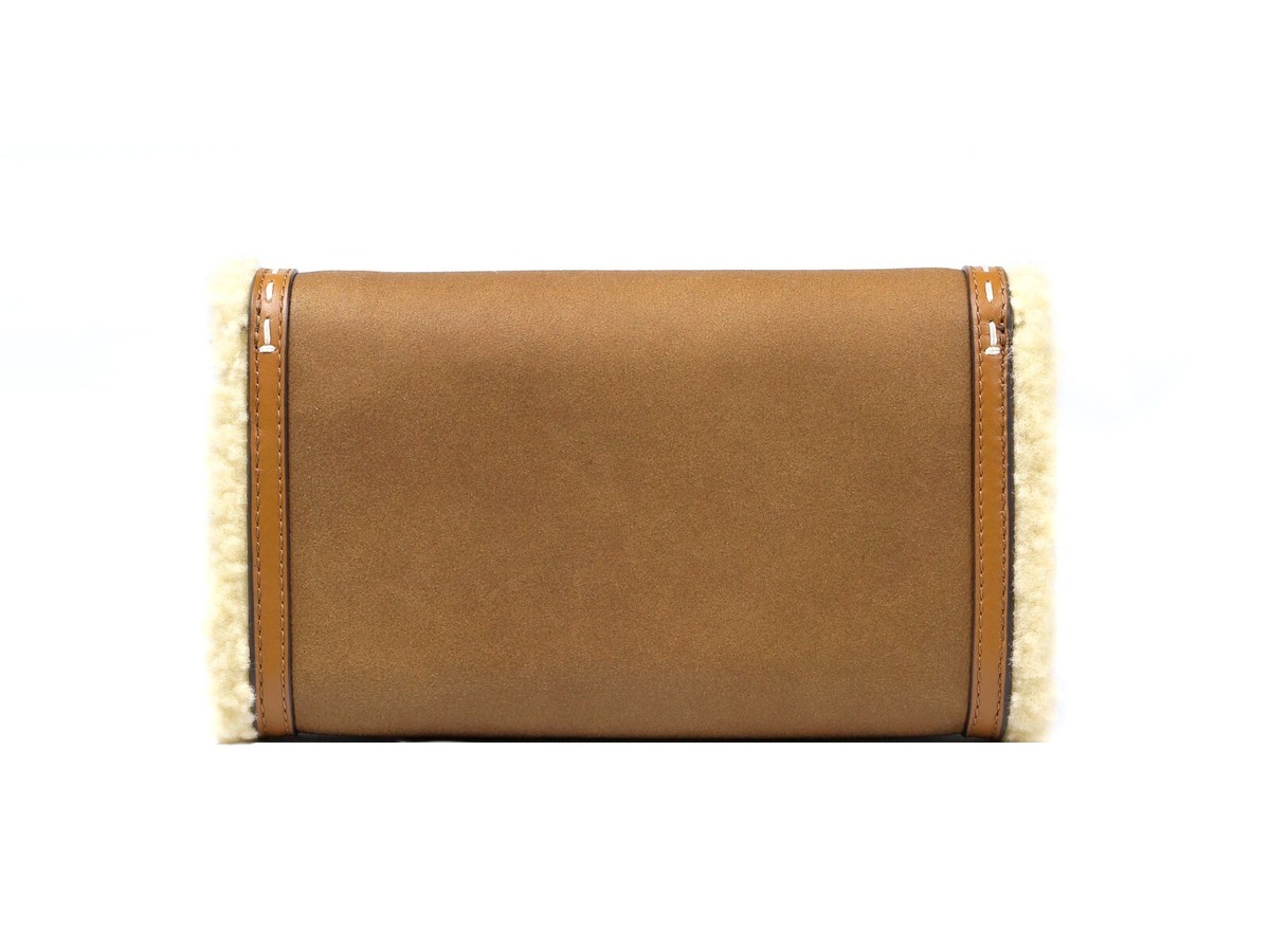 Tory Burch Thea Shearling Brown Crossbody Bag Clutch Purse with