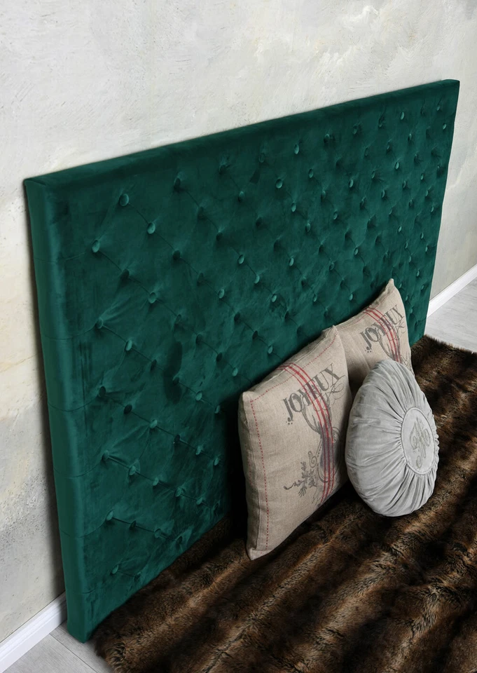 Bett Kopfteil für Boxspringbett Betthaupt Wandkissen Wandpaneel Samt Smaragd - Bild 4 von 4