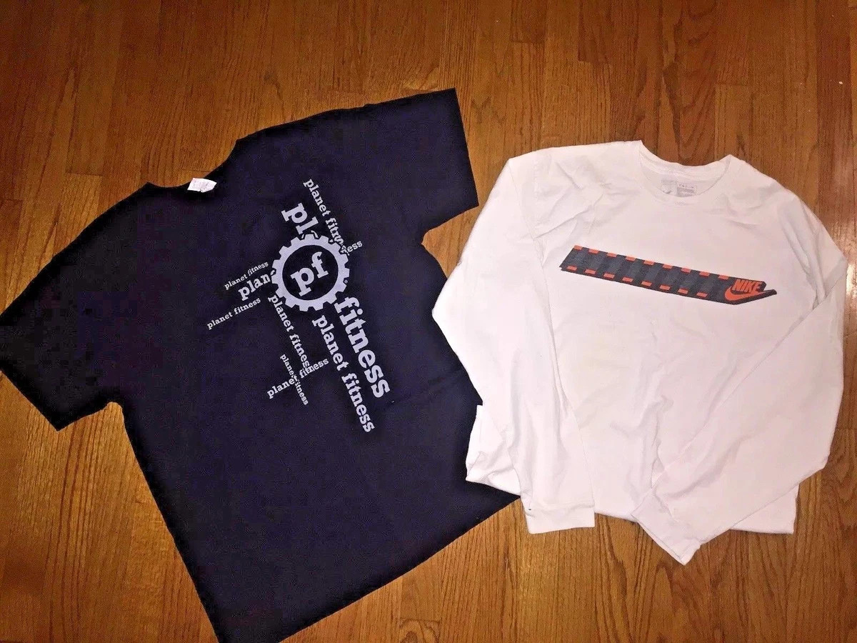 NIKE Jerzees Planet Fitness Swoosh Short Long Sleeve Shirts Lot of