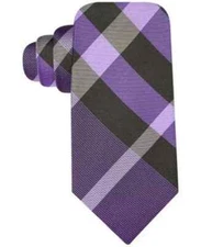 RYAN SEACREST DISTINCTION MEN'S EXPLODED PLAID SLIM TIE ONE SIZE Purple