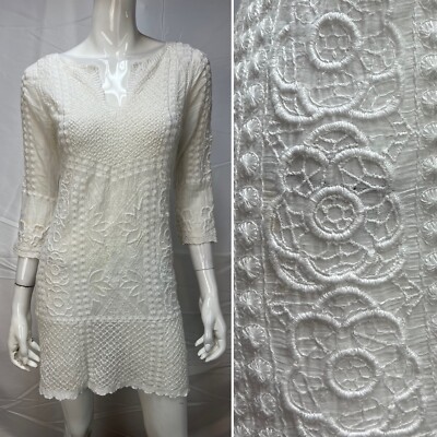 Yoana Baraschi White Floral Embroidered Lace Dress BHLDN Anthropologie S