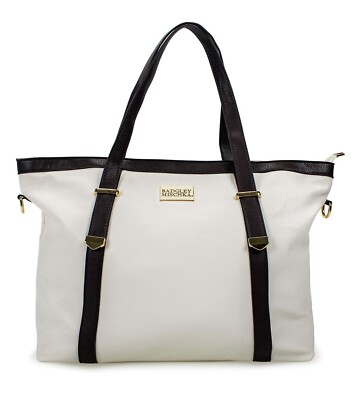 BADGLEY MISCHKA Anna XL Vegan Leather Tote Weekender Travel Bag White | eBay