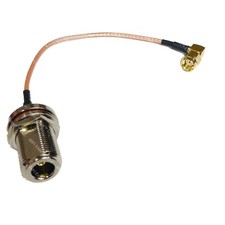 15cm 6in RG316 N FEMALE BULKHEAD to RP-SMA MALE ANGLE Coaxial RF Pigtail Cable