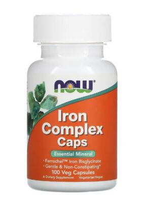 NOW FOODS IRON COMPLEX CAPS, 100 VEGETARIAN CAPSULES