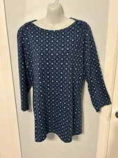 NWT Style&co Tile Blue Multi-Color Top with 3/4 Sleeve      Plus Size 3X