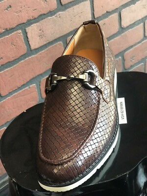 V.I.P COLLECTION Men Elegant style brown shoes rubber outsole Geometric pattern
