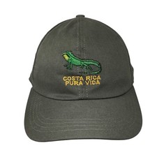 Costa Rica Pura Vida Iguana Strapback Hat Brown One Size Embroidered