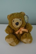 Vintage Lemonwood Asia My Toy Teddy Bear Plush Stuffed Animal Tan Brown Bow 9"