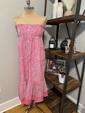 LOLA AUSTRALIA Pink Floral Smocked Sleeveless Midi Dress Women’s Size MED