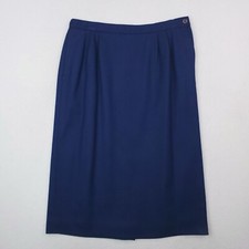 Vintage Pendelton Skirt Womens 10 Blue Wool Pleated Pencil Lined USA MADE
