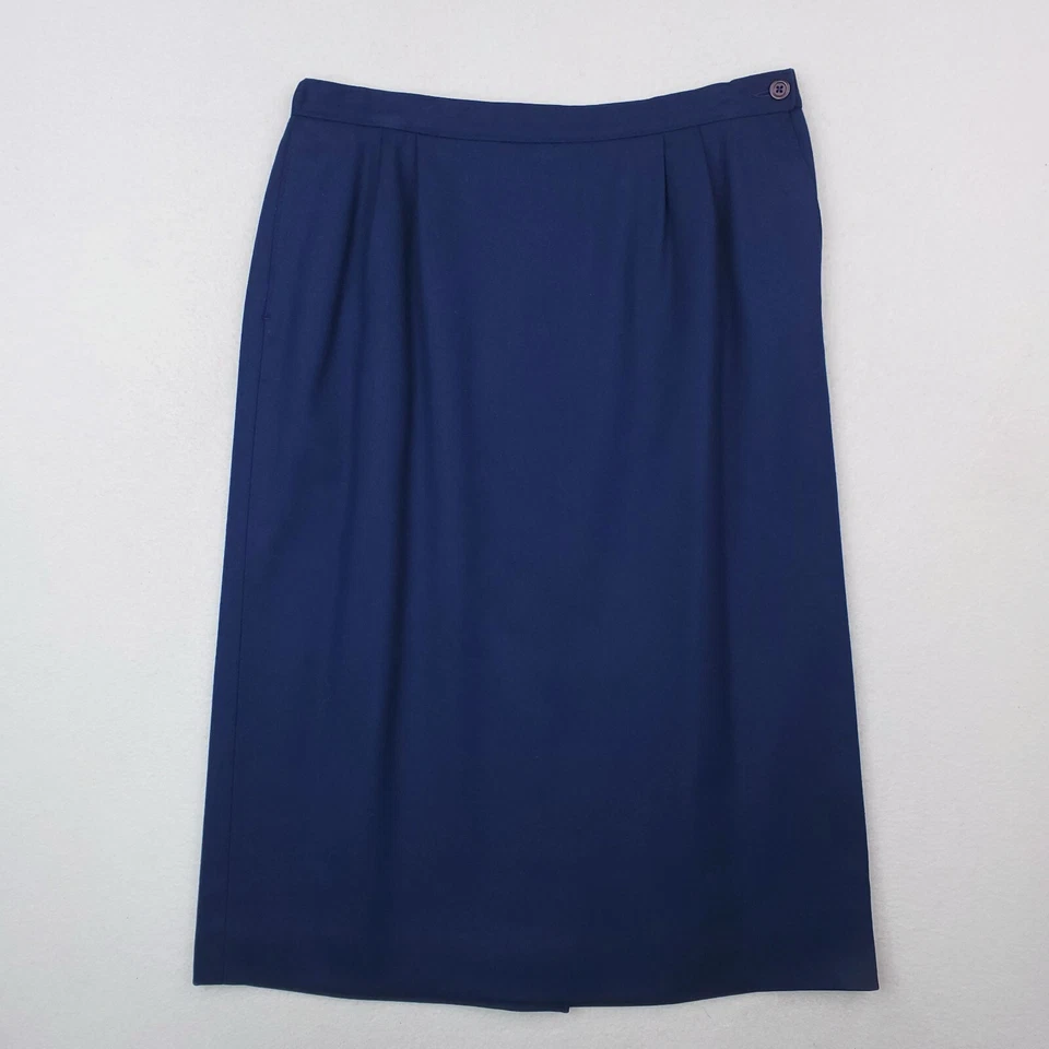 Falda Pendelton De Colección Para Mujer 10 Azul Marino Lana Plisada Forrada a Lápiz HECHA EN EE. UU.