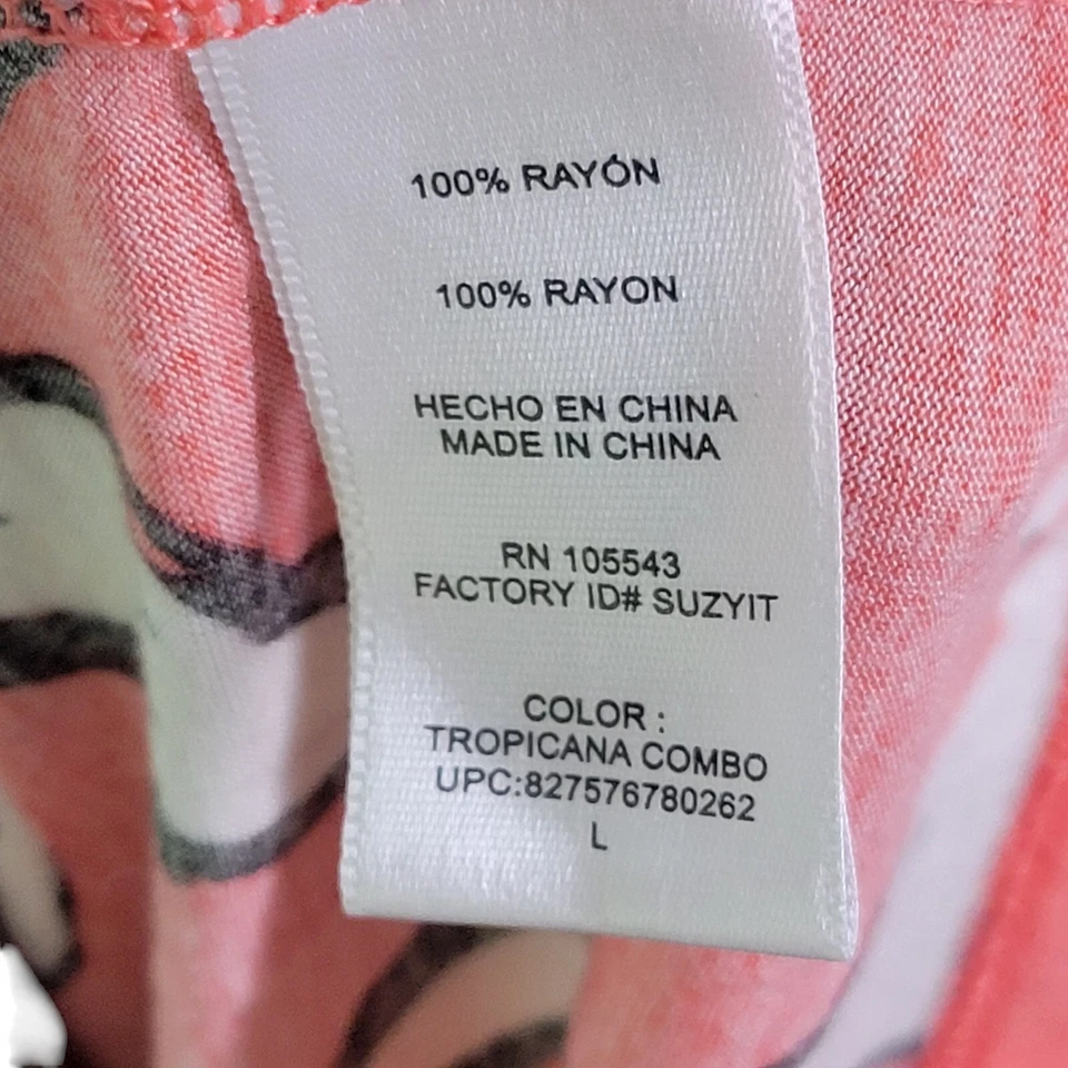 Daisy Fuentes Womens Sz L Peach White Floral Cap Sleeve Blouse - Image 3 of 4