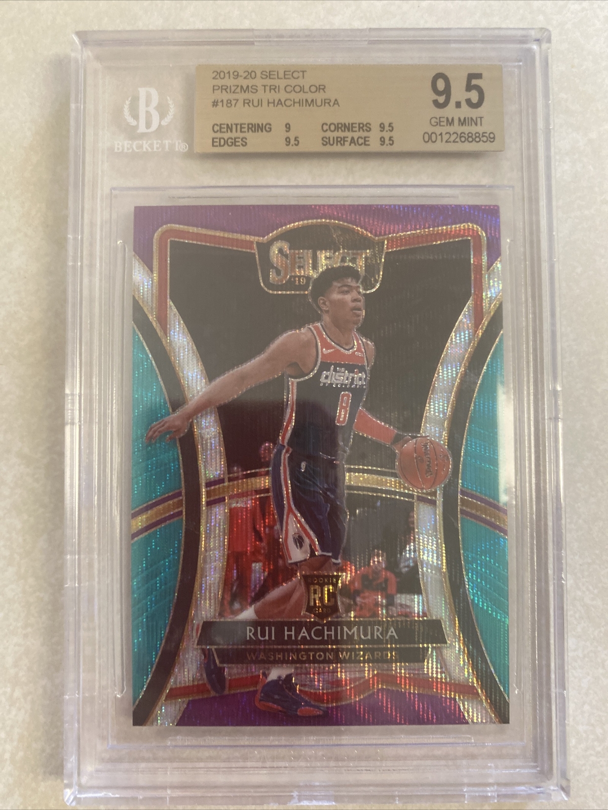 2019-20 Select 187 PRIZM RUI HACHIMURA PRIZM TRI COLOR RC BGS 9.5 GEM MINT