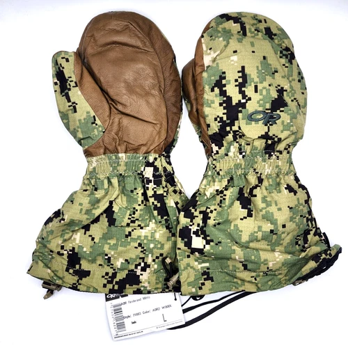 NEW! Size LARGE Outdoor Research Firebrand Mittens w/ Liners NWU Type III AOR2