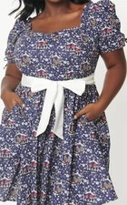 UNIQUE VINTAGE Navy Mushroom Botanica Print Dakota 50's Flare Dress**SMALL**NWT