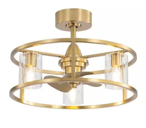 Breezary 24 in. Brass Gold Elegant Caged 6-Speed Ceiling Fan w/ Light And Remote